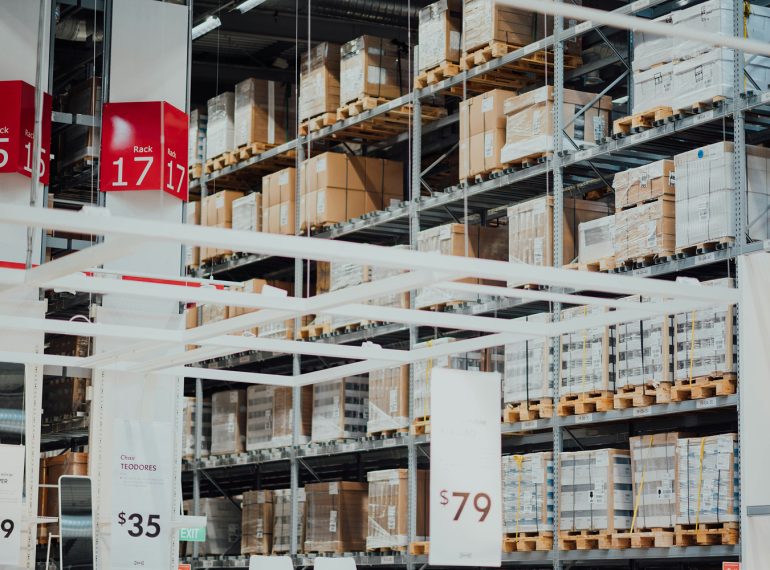 Pallet racking inside the PickPackShip 3PL fulfillment warehouse in Paterson, NJ